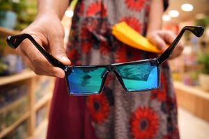 Oversized Blue Mirrored Sunglasses