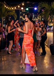 Vibrant Orange Tie-Dye Maxi Dress