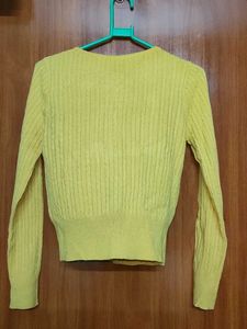Yellow Cable Knit Cardigan