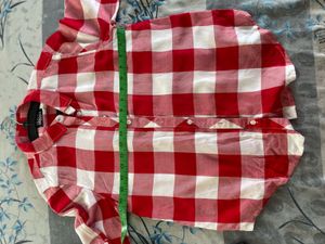 New Red &amp; White Gingham Button-Up Shirt