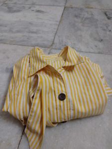 Yellow & White Striped Button-Up Top