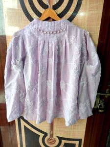 Lavender Top with Pearls