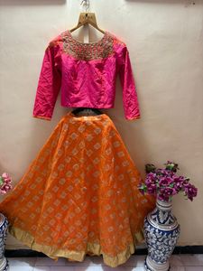 Orange Lehenga choli ready made