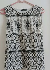 Elegant Black & White Lace Top