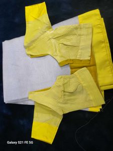 Elegant White Saree with Yellow Border