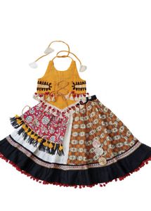 Embroidered Sleeveless Layered Lehenga Choli