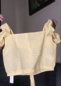 Cute Striped Yellow Crop Top