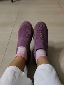 Lavender Knit Sneakers