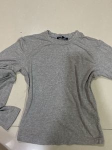 Grey Long Sleeve fitted Top
