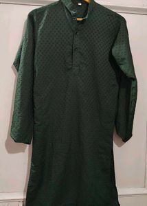 Green Textured Kurta