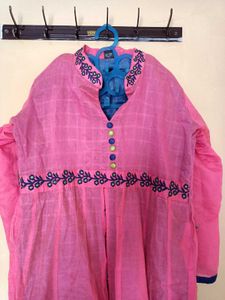 Pink Embroidered Anarkali Kurti