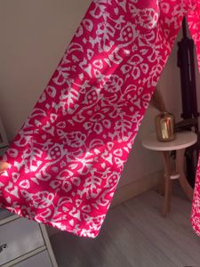 pink printed corset back kurti