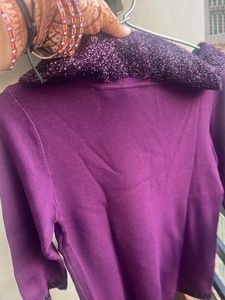 Purple Knit Top Stretchable S-M size