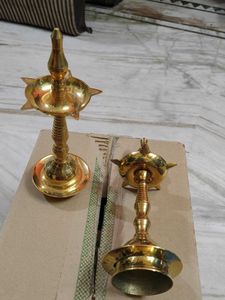 Vintage Brass Oil Lamps - Pair Unused