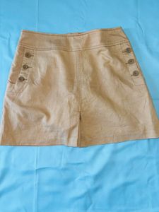 Tan Button-Accent A-Line Skort
