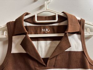 Striped Sleeveless Polo Top