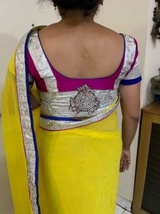 Vibrant Yellow Saree with Embellished Border