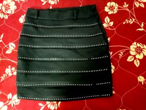 Chic Black Skirt with Embellishments