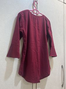 Maroon Embroidered Kurta