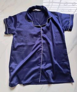 Navy Blue Satin Pajama Set