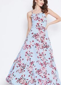 Light Blue Floral Maxi Dress