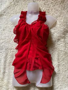 Y2K Red Ruffled Top
