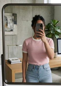 Pink Striped Ringer Top