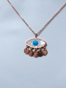 Anti Tarnish Evil Eye Chain Pendant,Rose Gold Colour