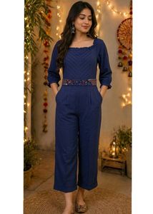 Elegant Navy Blue off shoulder jumpsuit