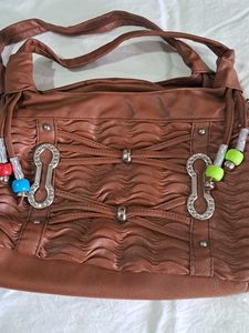 Brown Ruched Shoulder Bag