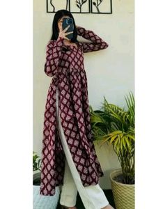 Maroon Printed Kurta