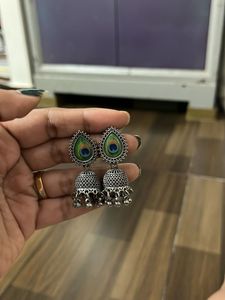 Oxidized Silver Earrings Set