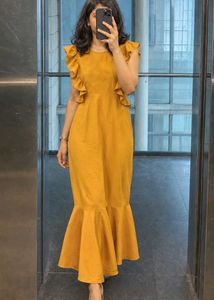 Stylish Mustard Yellow Ruffle Dress