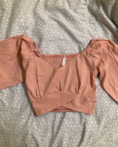 Peach Polka Dot Crop Top