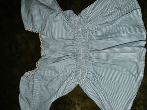 Blue Striped Puff Sleeve Top