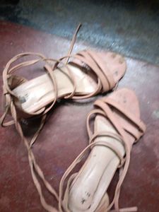 Strappy Lace-Up Flat Sandals