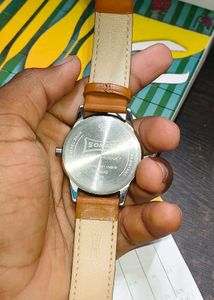Sonata Analog Watch with Brown Leather Strap