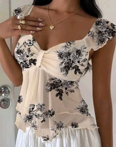 Floral Print Ruffle Top