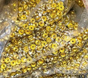 Sparkling Gold &amp; stone 500pic Silver rings Beads
