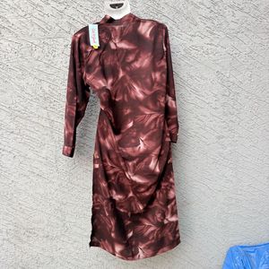 Brown Leaf Print Kurta