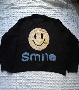 Black Smiley Face Knit Sweater (free size)