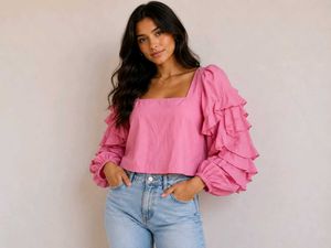 Pink Ruffled Sleeve Top
