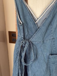 Blue Denim Midi Dress with white top (Combo set)