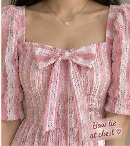 Chic Pink &amp; White Striped Midi Dress