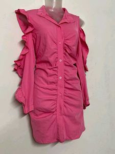 Pinterest Pink Cold Shoulder Ruched Dress