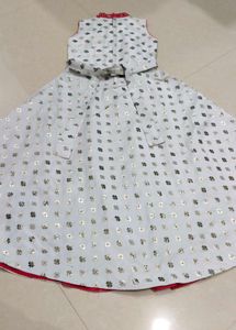 Beautiful White &amp; Red Ethnic Gown