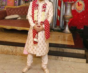 Groom Embroidered Silk Sherwani Set With Juttis