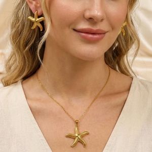 Gold Starfish Necklace &amp; Earrings Set