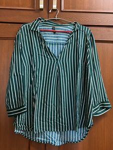 H&M Bottle Green Striped Top