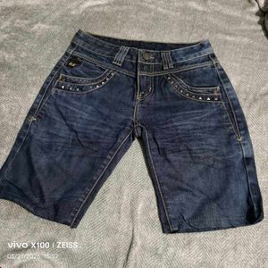 Stylish Studded Denim Shorts